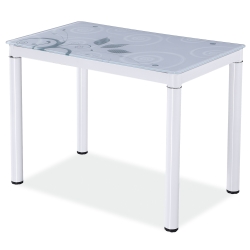 Elegancki stół szklany DAMAR 80x60 biały SIGNAL